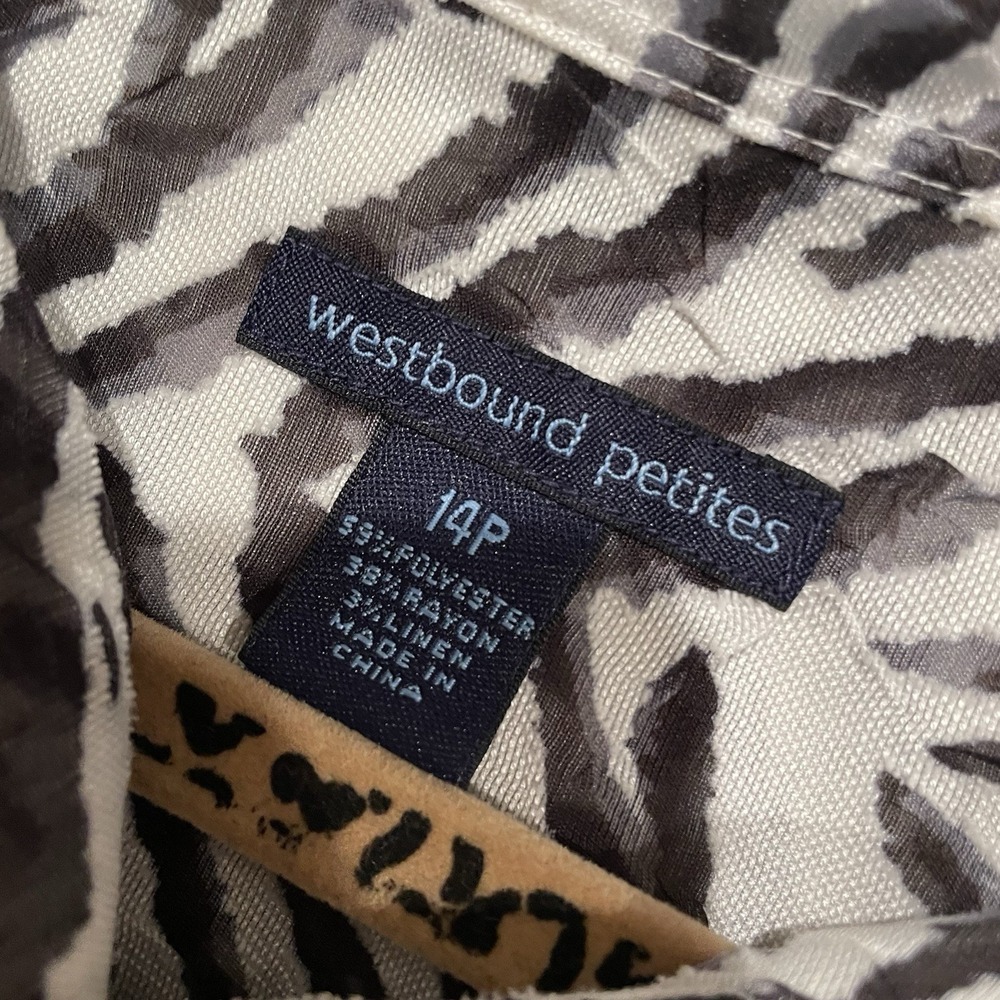 Westbound Petites‎ Button Up Blouse Zebra Print Women's Size 14P Semi-Sheer Y2K - Picture 5 of 5